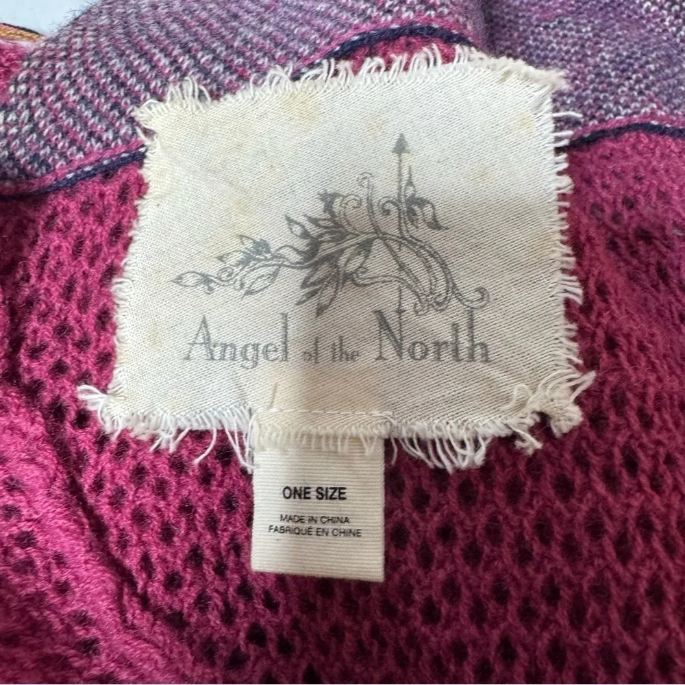 Anthropologie Angel of the North Patchwork Fringe Wrap Poncho Shawl One Size